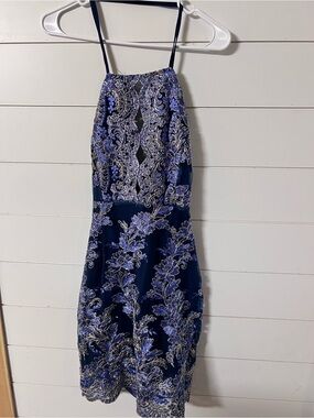 Navy & Lavender Beaded Dress